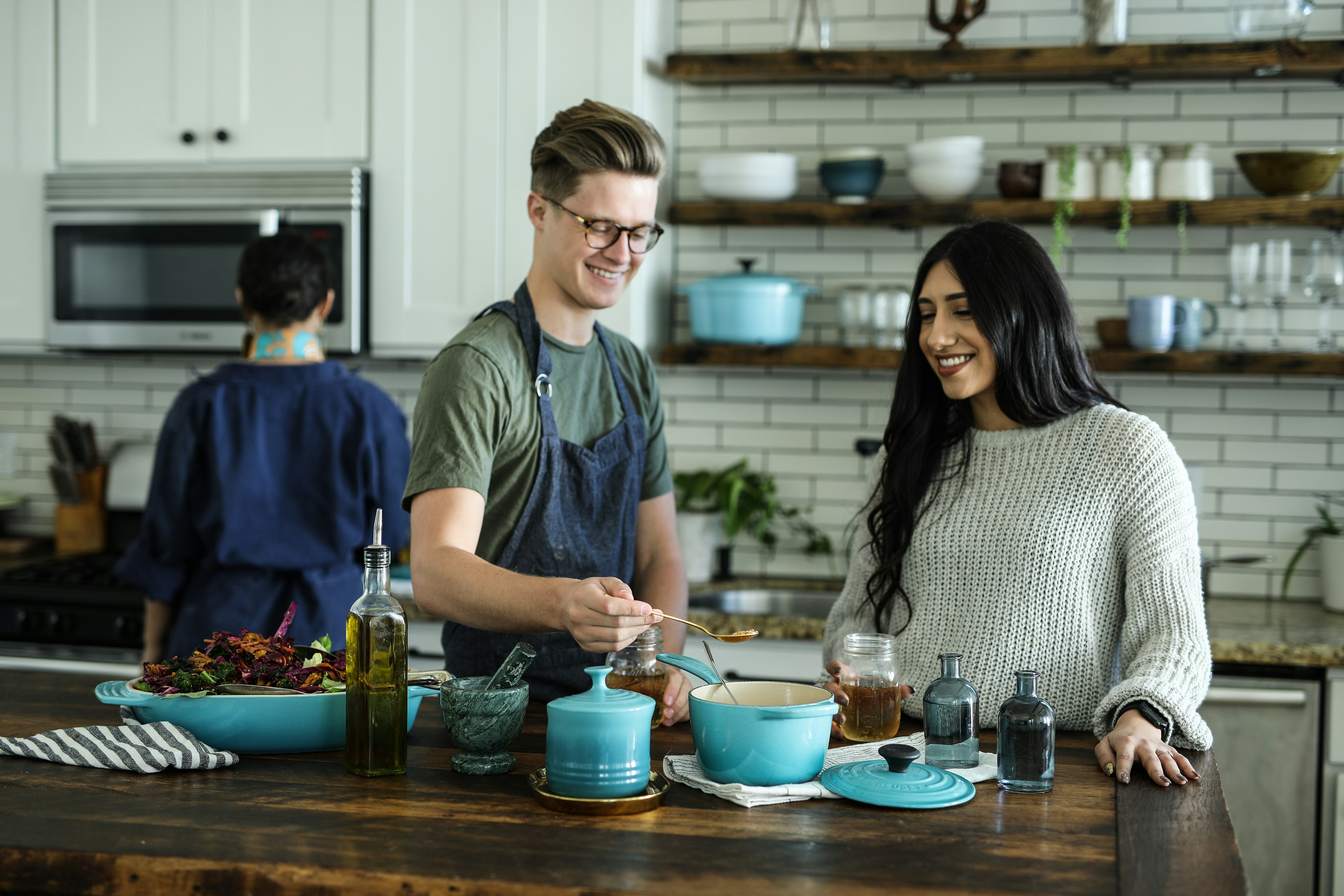 A home chef cooking in their kitchen
